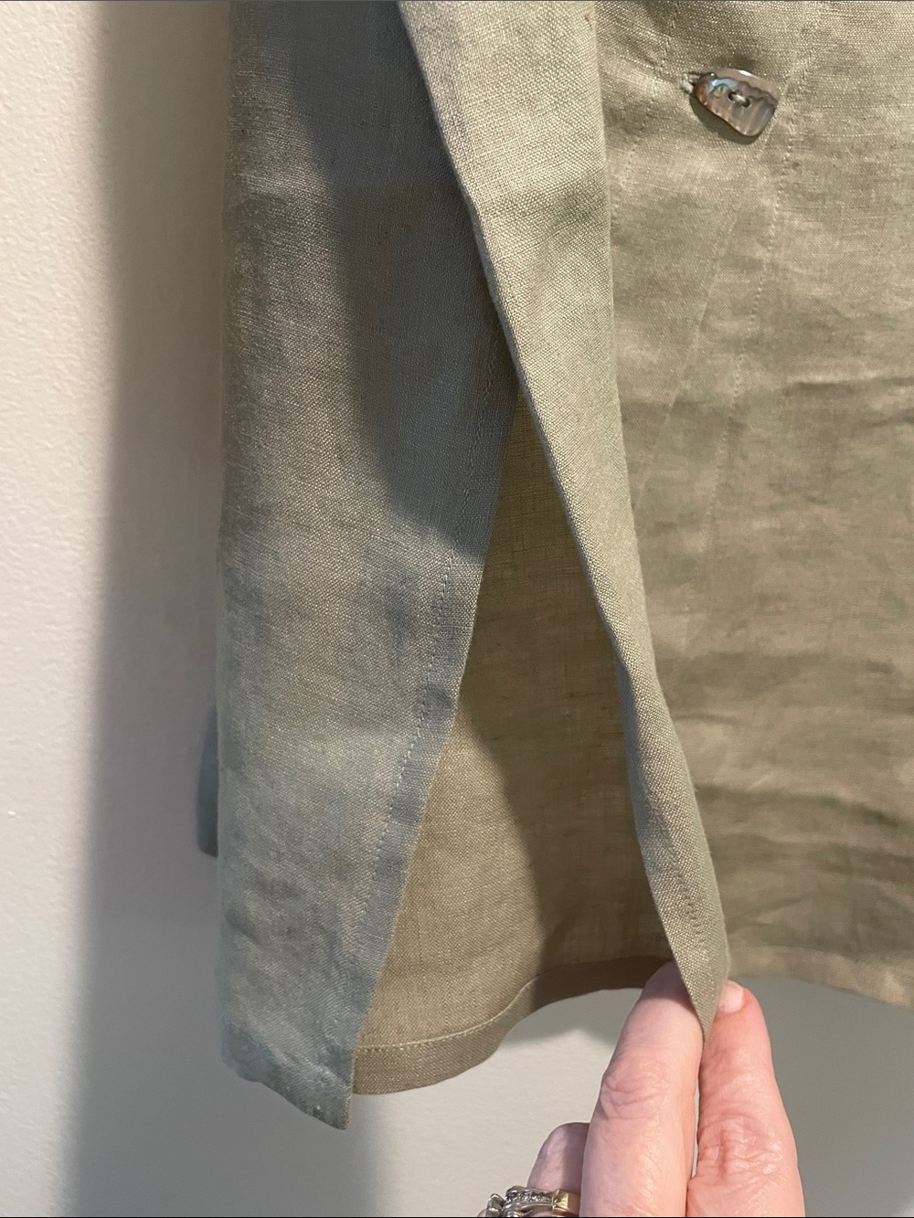 Designer Like High Quality Light Olive Green Shell Button-Front Tunic Top - Picture 6 of 14